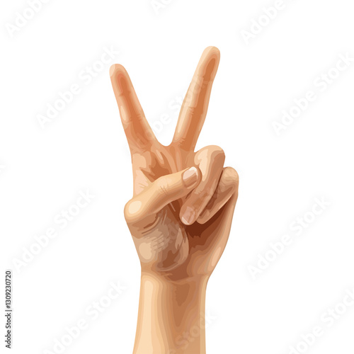 Casual Hand Making Peace Sign Gesture in Relaxed Environment