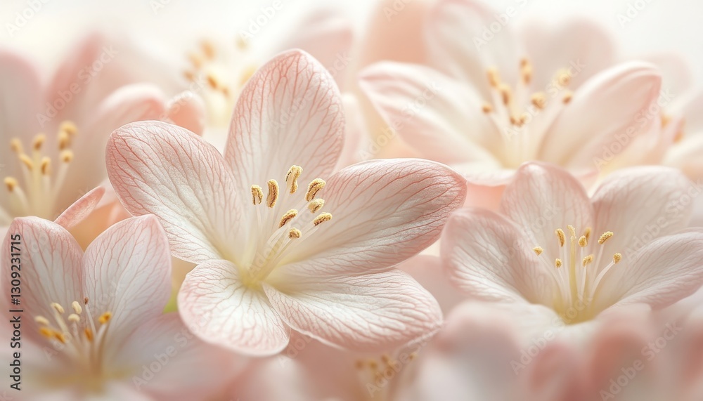 Close-Up, High-Definition Photograph of Delicate Light Pink and White Flower Petals, Soft Texture Close-Up, High-Definition Photograph of Delicate Light Pink and White Flower Petals, Soft Texture