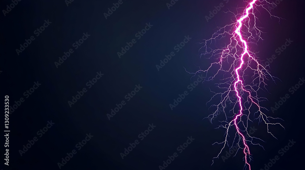 Abstract Purple Lightning Bolt With Sparkling Particles Against Dark Blue Background Abstract Purple Lightning Bolt With Sparkling Particles Against Dark Blue Background