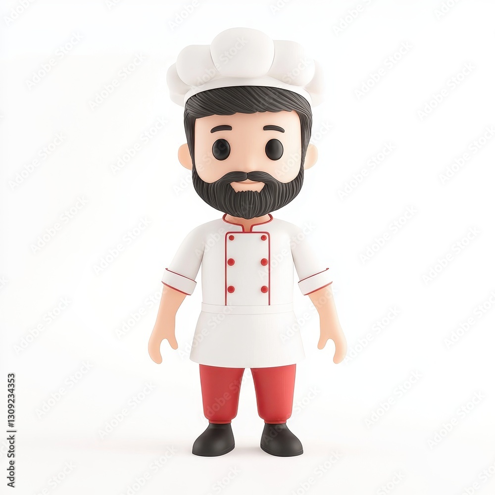 Cartoon Chef Character 3D Render Cook Restaurant Food Bakery Male Beard White Uniform Cartoon Chef Character 3D Render Cook Restaurant Food Bakery Male Beard White Uniform