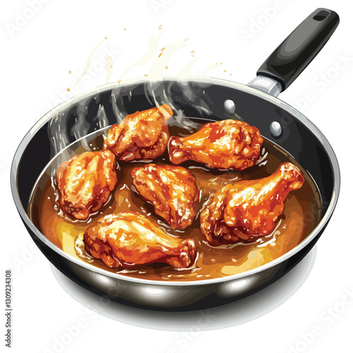 Sizzling Golden Brown Chicken Wings Pan Frying