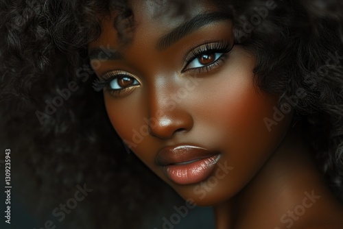 Black woman with captivating eyes close-up portrait