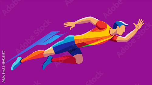 A blur of color as a player lays out for a spectacular catch their body completely parallel to the ground.. Vector illustration