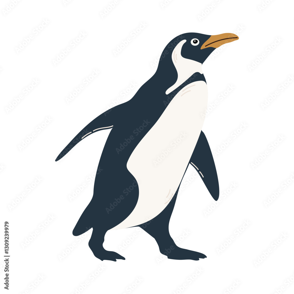 Obraz premium Cute penguin isolated on white background. Polar marine animals. Vector illustration in flat style.