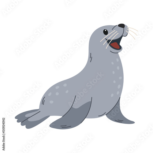 Cute seal cartoon vector Illustration isolated on a white background. Underwater world, ocean, underwater inhabitants