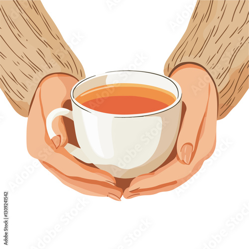 Comfort and Relaxation: Person Holding Tea Cup Enjoying Cozy Moment at Home
