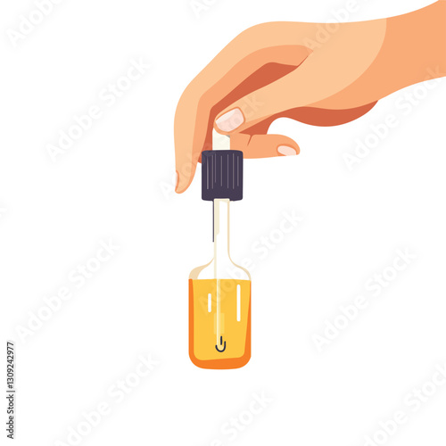 Professional Close-up of Person Holding Dropper Filled with Liquid