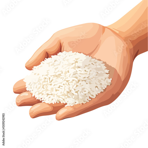 Woman Holding Uncooked Rice - Culinary Conceptual Imagery