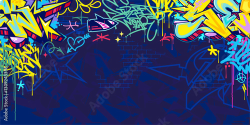 Cool Abstract Colorful Urban Street Art Graffiti Style Vector Illustration Background Template