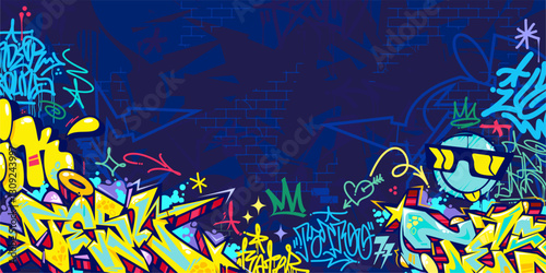 Funky Abstract Colorful Urban Street Art Graffiti Style Vector Illustration Background Template