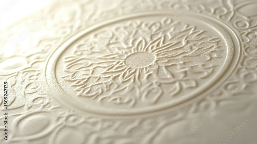 A beautifully pressed paper featuring an elegant, embossed Islamic ornament, blending traditional and contemporary aesthetics. A beautifully pressed paper featuring an elegant, embossed Islamic ornament, blending traditional and contemporary aesthetics.