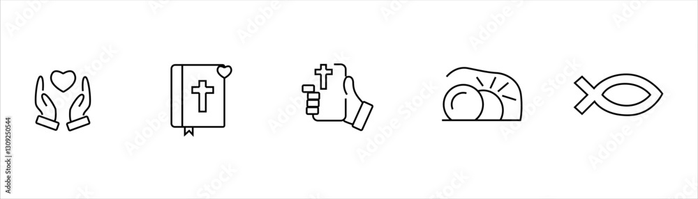 Christian cross Jesusю. Christian religion line icon set. Cross, bible, christmas, easter, dove etc. Editable. Vector. Christian cross Jesusю. Christian religion line icon set. Cross, bible, christmas, easter, dove etc. Editable. Vector.