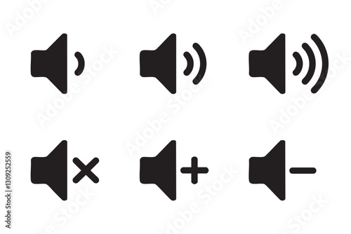 Vector black sound flat icons set