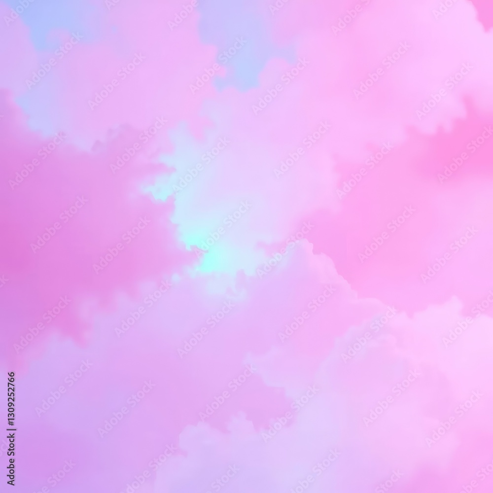 Fototapeta premium Cloudy pink mist background with soft blue bokeh and purple gradient illumination, abstract, atmosphere, pink