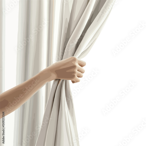 Revealing Nature's Light: Person Pulling Back Curtain