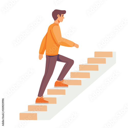 Casually Dressed Person Walking Up Staircase