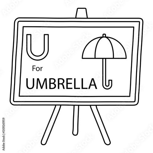 U for Umbrella Line Icon