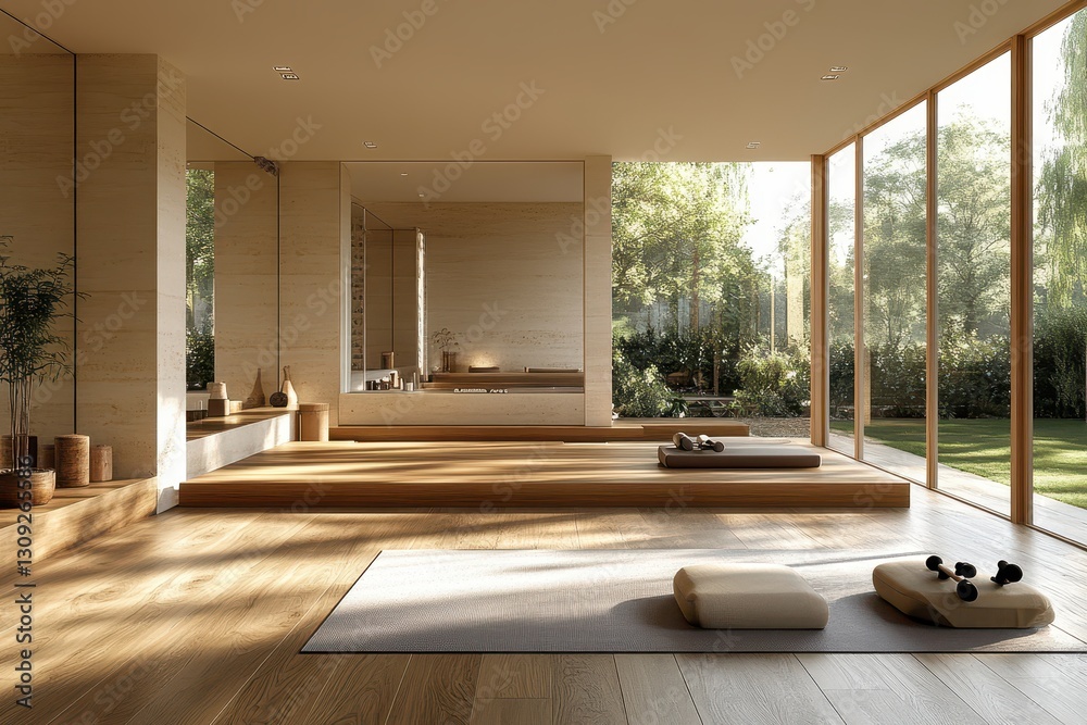 Fototapeta premium Serene Modern Yoga Studio