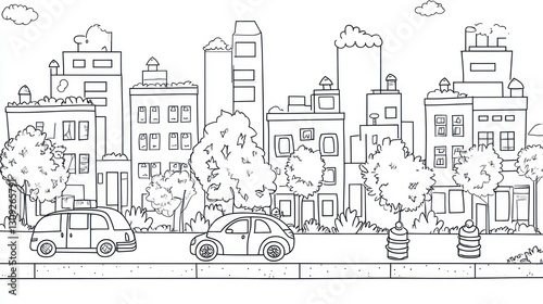 Wallpaper Mural Simple black and white city street scene Torontodigital.ca