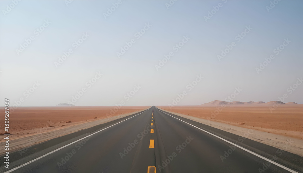 Fototapeta premium Endless Desert Highway Journey Road Trip Adventure Travel Scenic Route Open Road Destination Freedom Exploration Vast Landscape