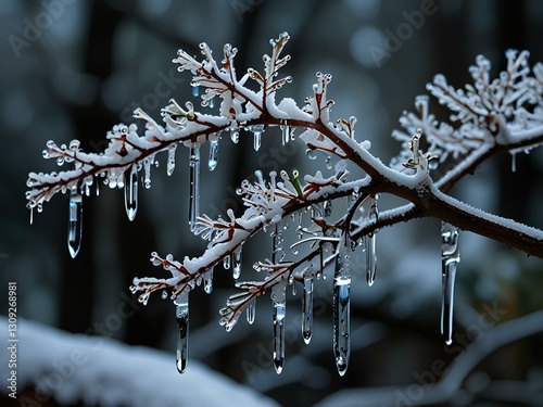 branches covered with snow