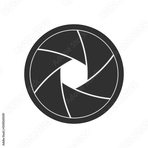 Camera shutter symbol. Isolated on white vector illustration in flat style.