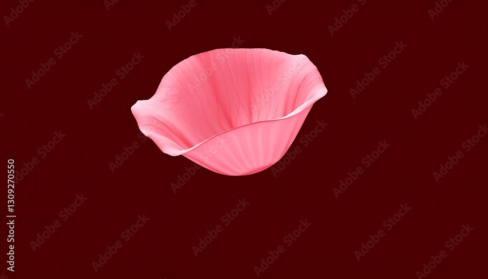 Fototapeta premium A solitary pink petal floats against a dark red background