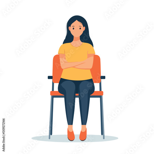 Confident Businesswoman Standing with Crossed Arms in Office Waiting Area