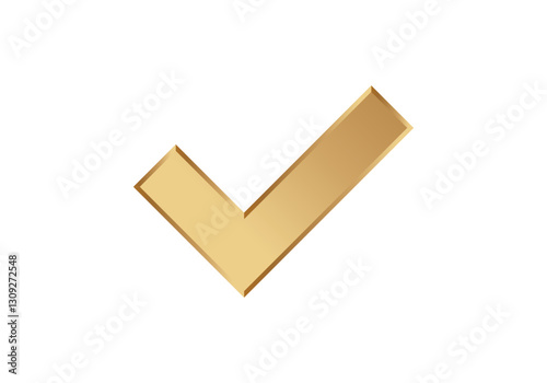 A shiny golden checkmark symbolizes approval, success, and completion in tasks.