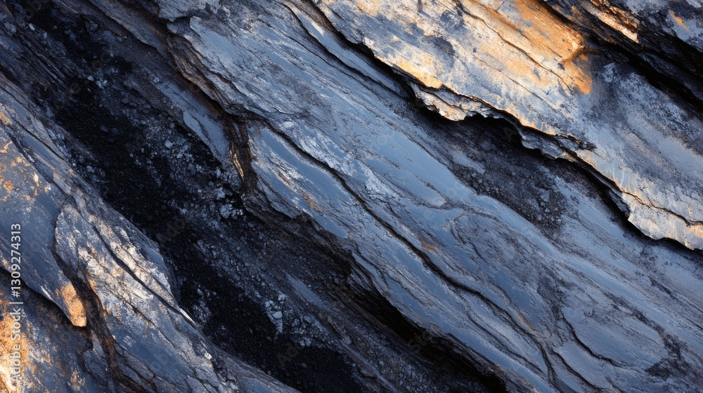 Unique textures of slate rock formations under natural light at a coastal area Unique textures of slate rock formations under natural light at a coastal area