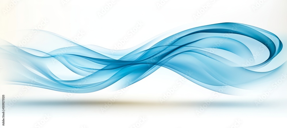 Fototapeta premium Abstract Flowing Blue Wave, Dynamic Gradient Swirl on White Background, Transparent Motion Design