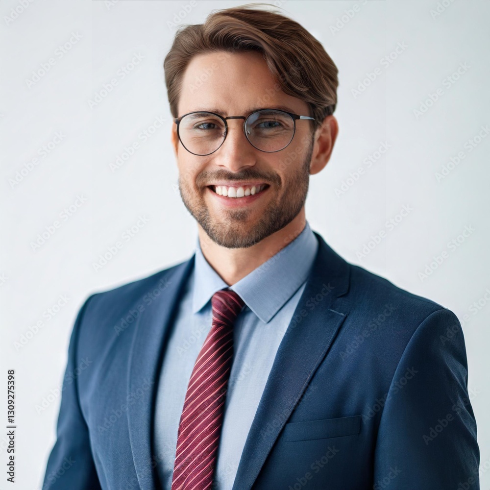 Confident Businessman Smiling in Studio Isolated on a White Background Confident Businessman Smiling in Studio Isolated on a White Background