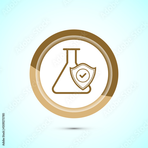 Chemical resistant icon design illustration, Chemical resistant sign symbol, Gold color button design