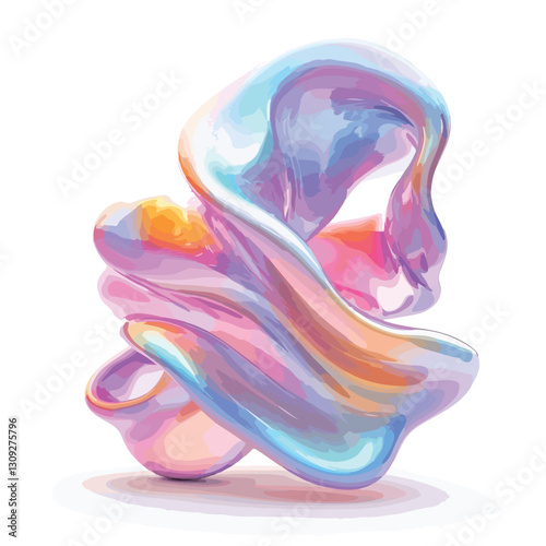 Vibrant Abstract Freeform Shapes in Fluid Holographic Design