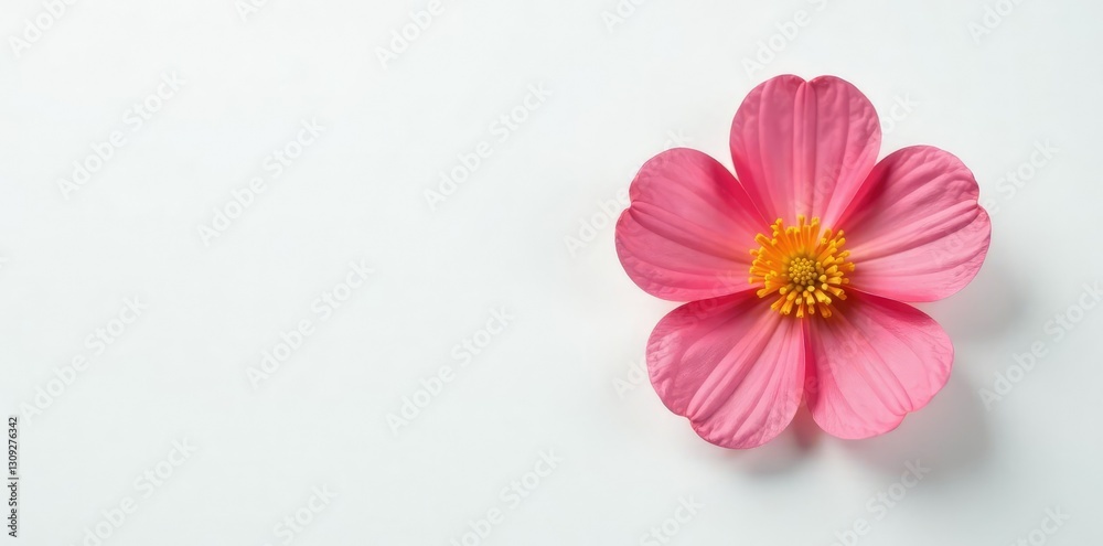 Single flower blooms in solitude on white surface, simplicity Single flower blooms in solitude on white surface, simplicity
