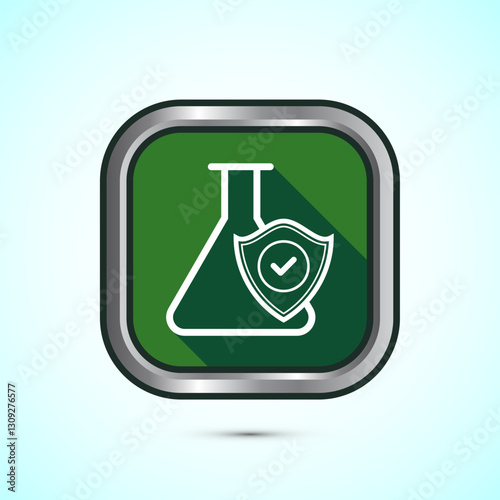 Chemical resistant icon design illustration, Chemical resistant sign symbol, Green color shadow button design