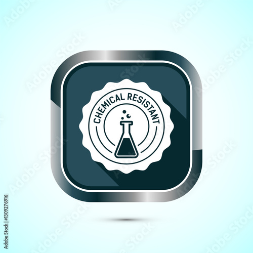 Chemical resistant icon design illustration, Chemical resistant sign symbol, Gray color shadow button design