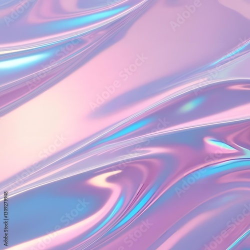 Dreamy holographic background with pastel gradients iridescent reflections and smooth wavy textures in pink blue and purple tones  

