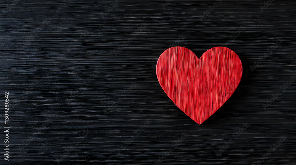 Red Heart Shape On Dark Wood Texture Background Symbolizing Love And Romance Red Heart Shape On Dark Wood Texture Background Symbolizing Love And Romance