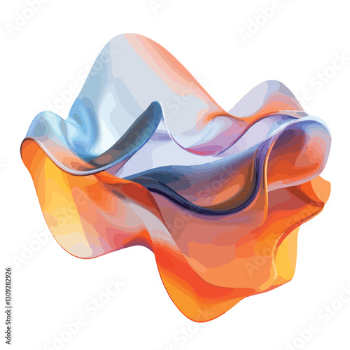 Elegant Abstract White Blue Orange Wave Fluid Holographic Background