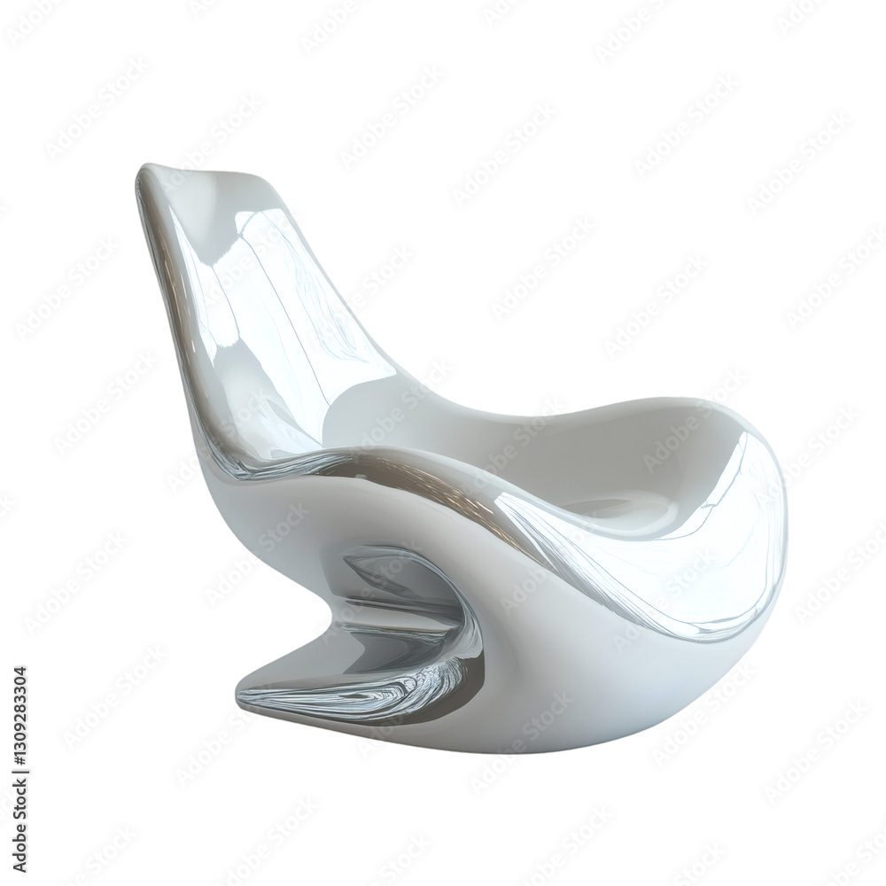 A stylish chair with a smooth design features on transparent background A stylish chair with a smooth design features on transparent background