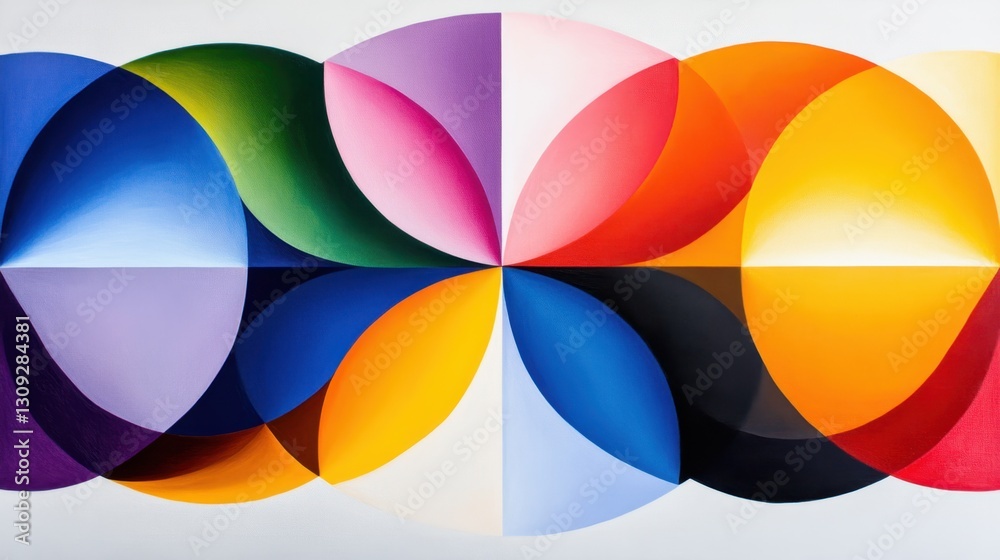 Pastel-hued geometric symmetry, featuring interlocking circles and squares with a soft aesthetic. Pastel-hued geometric symmetry, featuring interlocking circles and squares with a soft aesthetic.