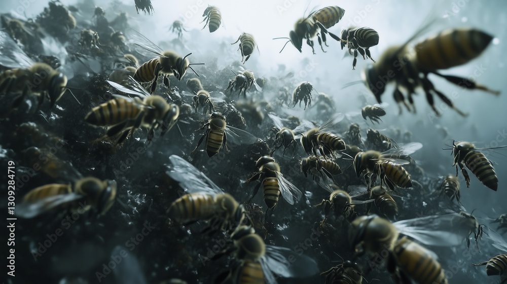Honeybee swarm dense cluster flying insects AI generated AI generated Honeybee swarm dense cluster flying insects AI generated AI generated