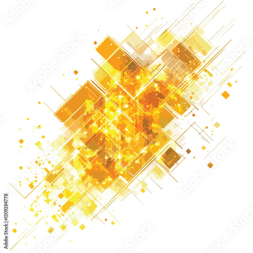 Abstract Glowing Yellow Squares Grid for Graphic Design Projects