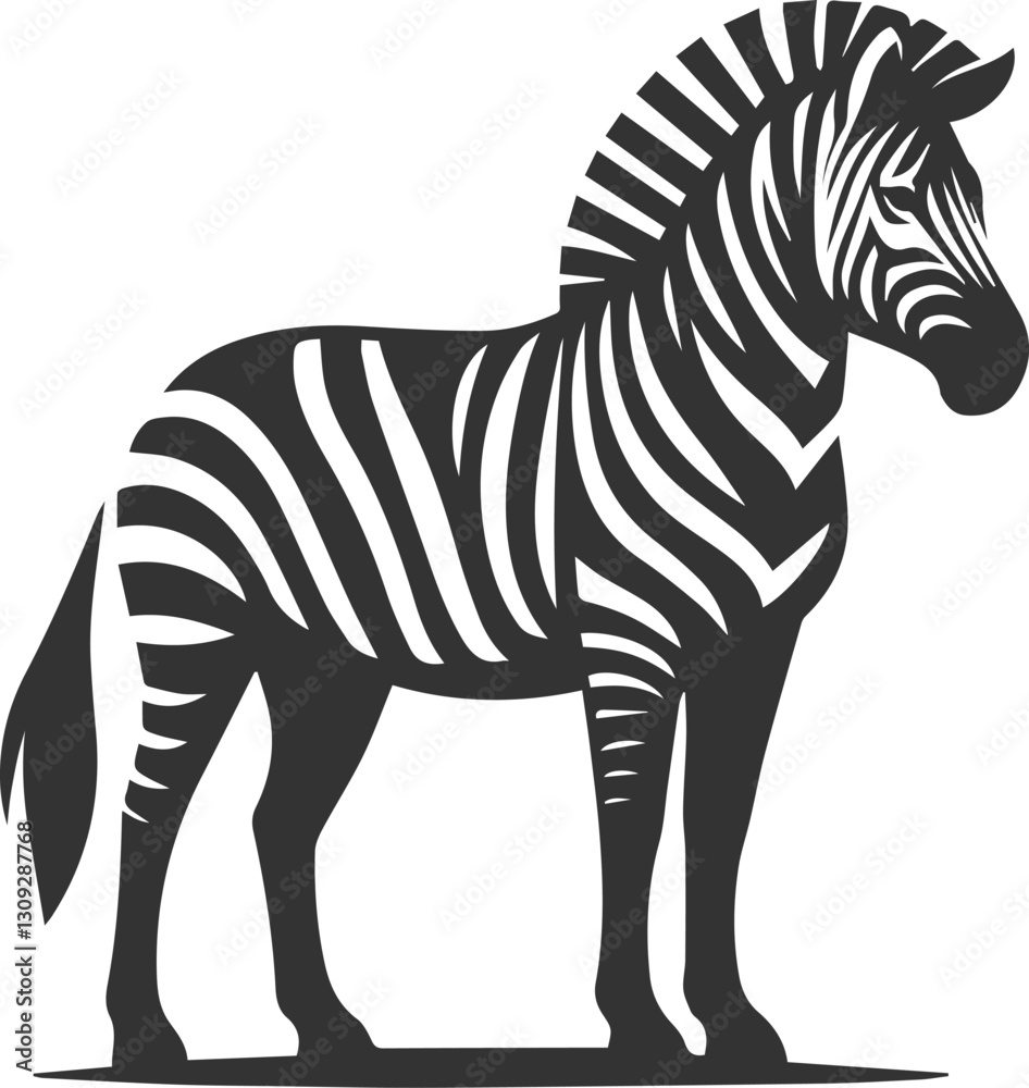 Obraz premium Zebra standing still and head held high animal silhouette