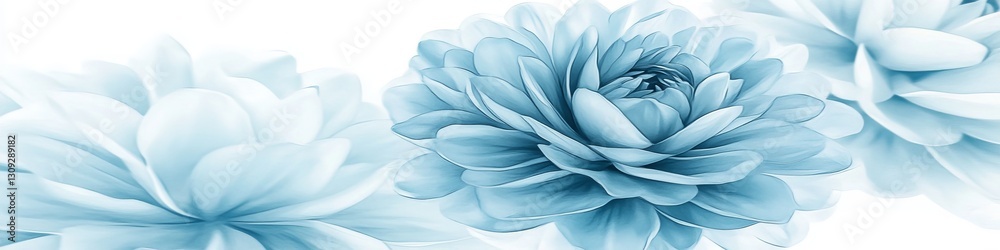 Obraz premium Soft Blue Floral Dreamscape A Delicate Watercolor Background with Petals in Atmospheric Bloom