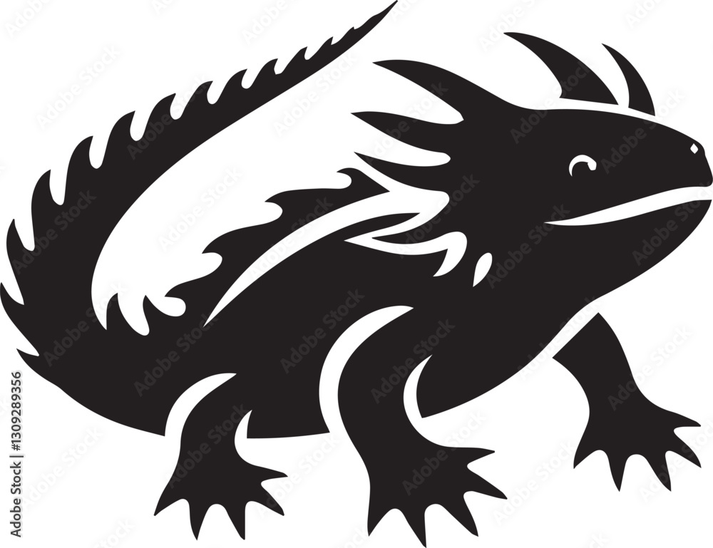 Obraz premium axolotl clip art vector, axolotl silhouette vector, axolotl vector illustration, axolotl logo vector, axolotl vector icon, axolotl silhouette vector isolated on white background full body