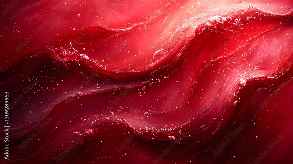 Obraz premium Visually Stunning Representation of Red Wine with Glossy Textures Amidst Abstract Background of Dynamic Liquid Motions in Vibrant Colors