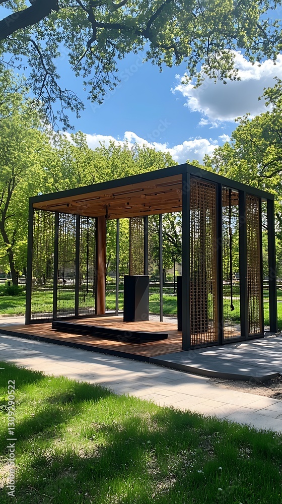 Structure in Park Pavilion, Nature, Blue Sky Structure in Park Pavilion, Nature, Blue Sky