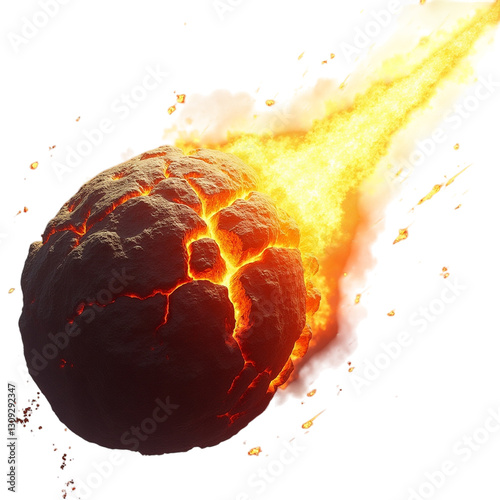 
Blazing Meteorite Across Space falling at high speed